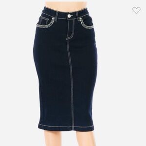 Classic Navy Denim Skirt